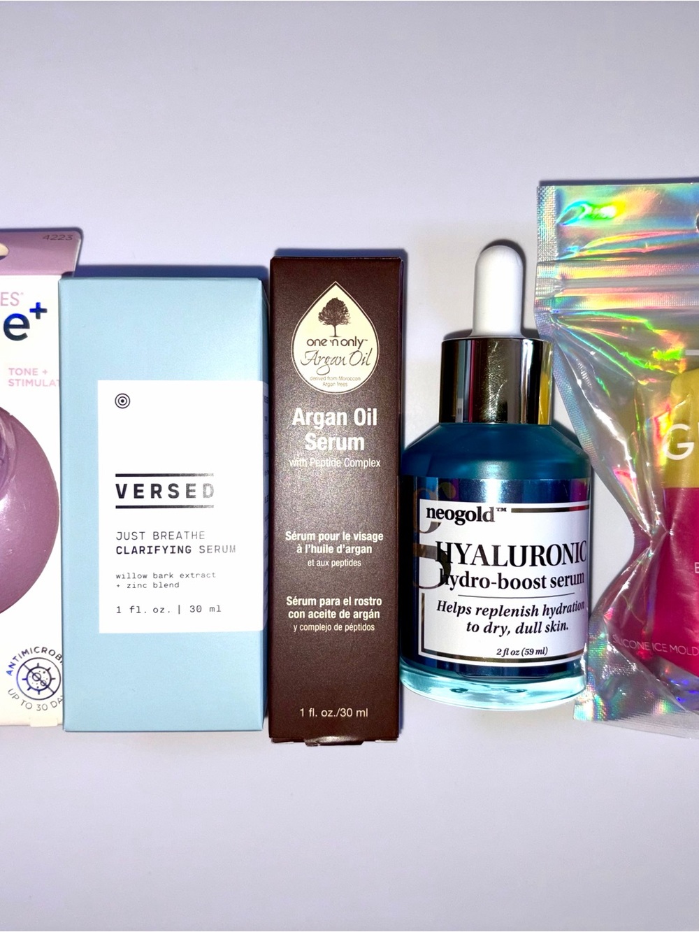5 PC Skincare Lot: Versed Serum, One 'n Only Argan Serum, Hyaluronic Acid & More
